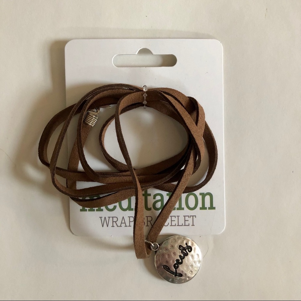 Brown Faux Leather Meditation Wrap Bracelet